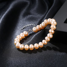 Load image into Gallery viewer, Classic 925 Sterling Silver Charm Chain 100% Natural Pearl Bracelet For Women Jewelry Accessories