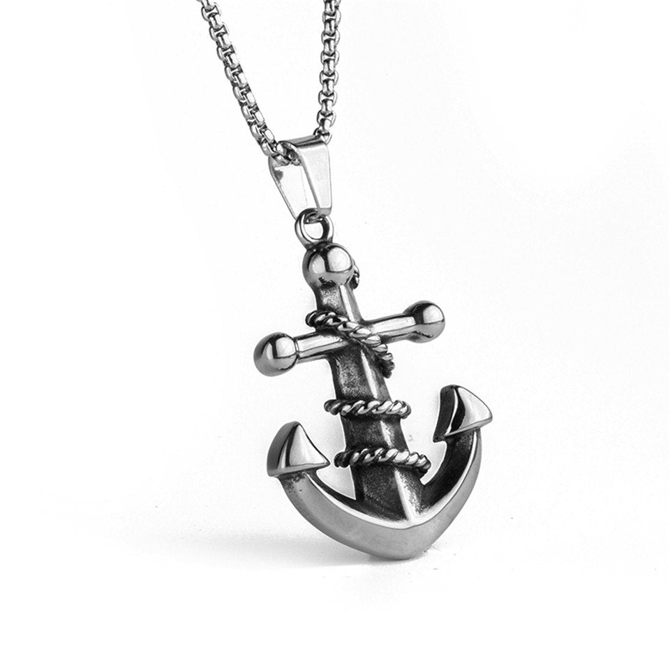 Classic Anchor Pendant Necklace Charm Male Stainless Steel Co Necklace Retro Punk Rock Jewelry Gift for Boyfriend 2018 new