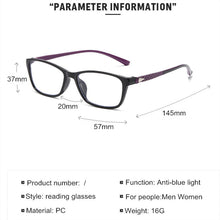 Carica l'immagine nel visualizzatore di Gallery, Classic Anti-Blue Light Reading Glasses Women Men Optical Eyeglasses Computer Presbyopia Glasses+1.0+1.5+2.0+2.5+3.0+3.5+4.0