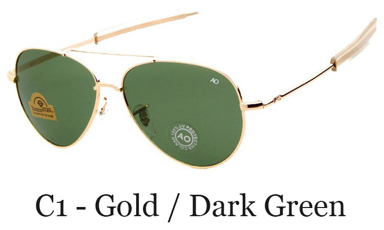 Classico Esercito MILITARE MacArthur Aviation Style AO Occhiali da sole generali Lente americana Vetro ottico Occhiali da sole da uomo Oculos De Sol 