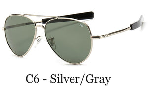 Classico Esercito MILITARE MacArthur Aviation Style AO Occhiali da sole generali Lente americana Vetro ottico Occhiali da sole da uomo Oculos De Sol 
