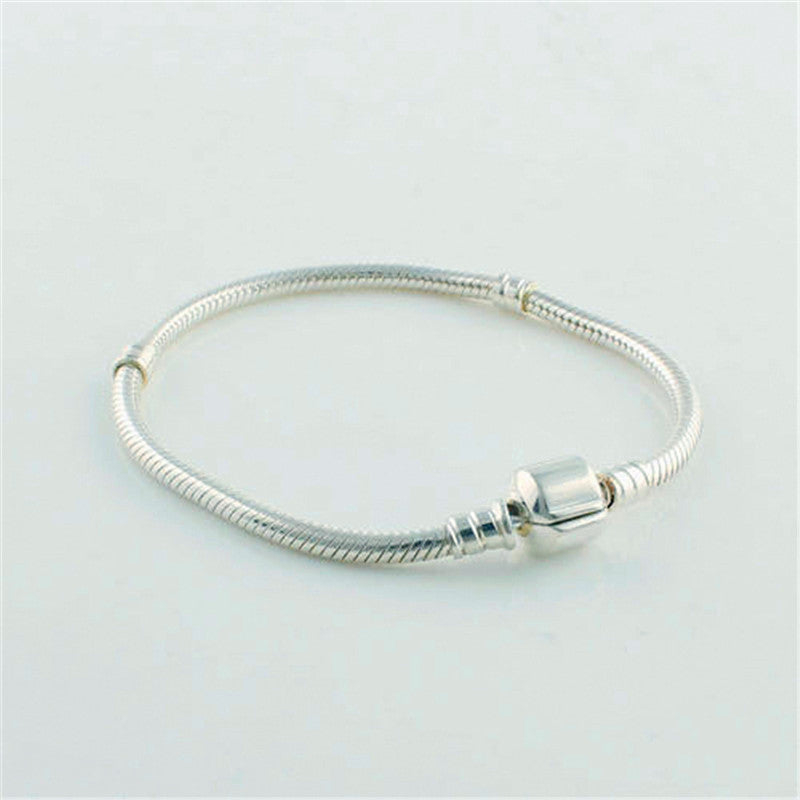 Classic Bracelet 100% 925 Sterling Silver Barrel Clasp Snack Bracelets for Women Fit Charm Beads Diy Fine Jewelry YL100