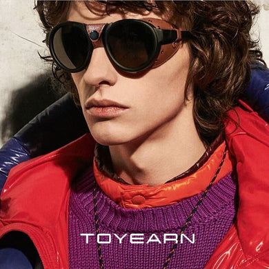 Classic Brand Design Polarized Pilot Steampunk Sunglasses Men Women Vintage Punk Wrap Sun Glasses For Male Retro Leather