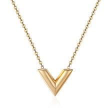 Load image into Gallery viewer, Classic Design Famous Brand V Letter Pendant Necklace For Woman Titanium Steel Woman Necklace Luxury Jewelry Female Top Quality