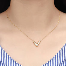 Load image into Gallery viewer, Classic Design Famous Brand V Letter Pendant Necklace For Woman Titanium Steel Woman Necklace Luxury Jewelry Female Top Quality