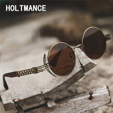 Classic Gothic Steampunk Men's Sunglasses Brand Design Metal Round Frame Sunglasses for Women Vintage Punk Shades Eyewear UV400