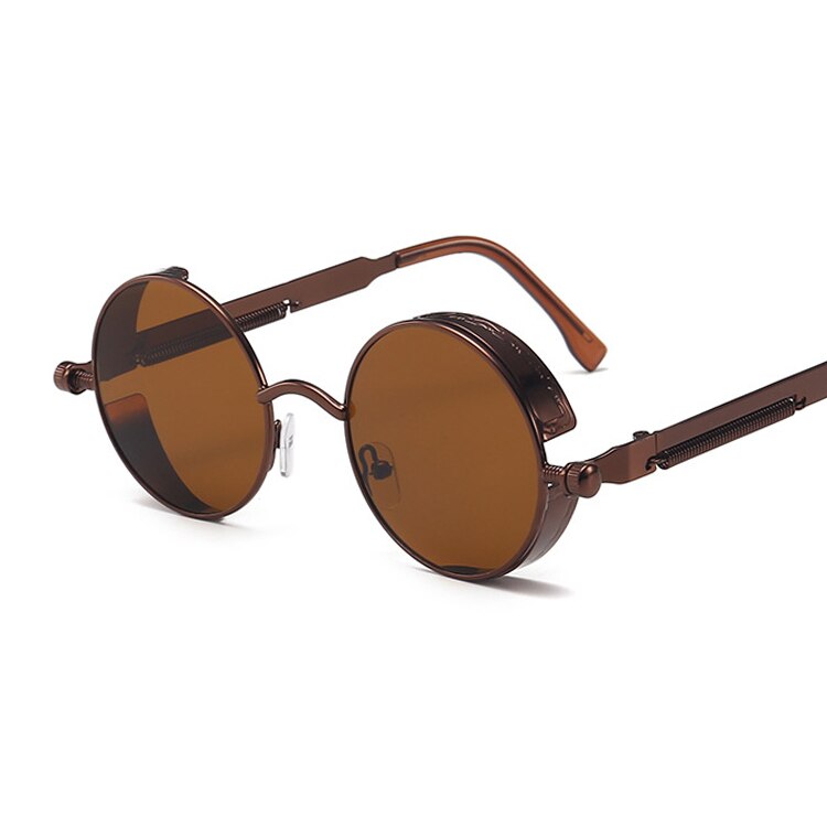 Classic Gothic Steampunk Style Round Sunglasses Men Women Brand Designer Retro Round Metal Frame Colorful Lens Sun Glasses