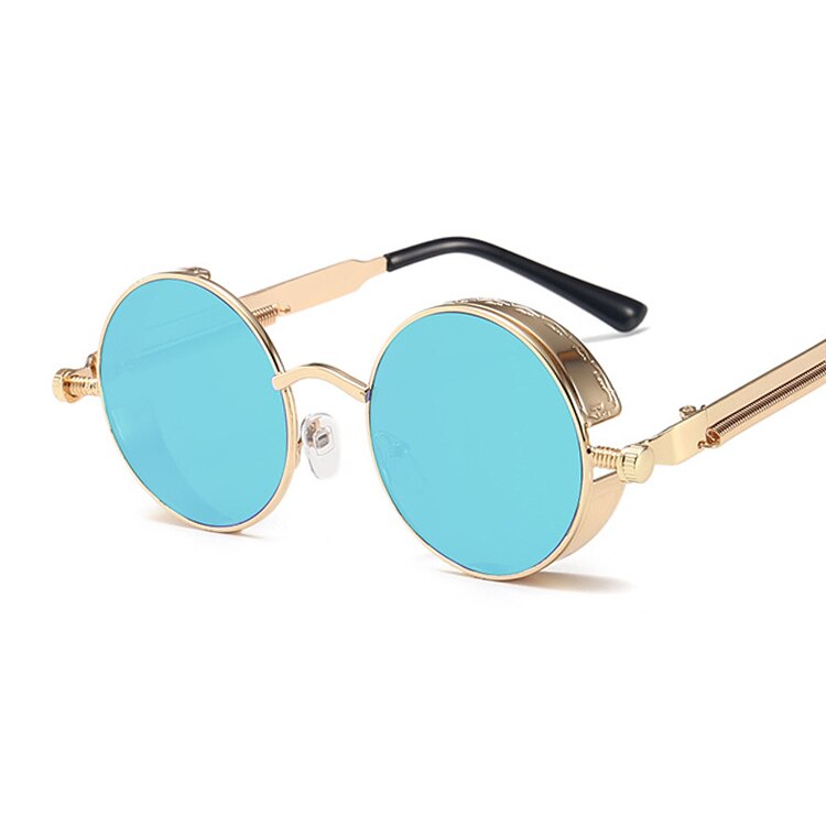 Classic Gothic Steampunk Style Round Sunglasses Men Women Brand Designer Retro Round Metal Frame Colorful Lens Sun Glasses