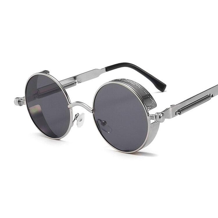 Classic Gothic Steampunk Style Round Sunglasses Men Women Brand Designer Retro Round Metal Frame Colorful Lens Sun Glasses
