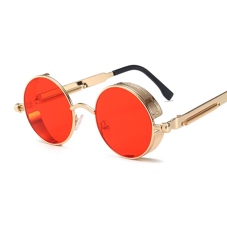 Classic Gothic Steampunk Style Round Sunglasses Men Women Brand Designer Retro Round Metal Frame Colorful Lens Sun Glasses