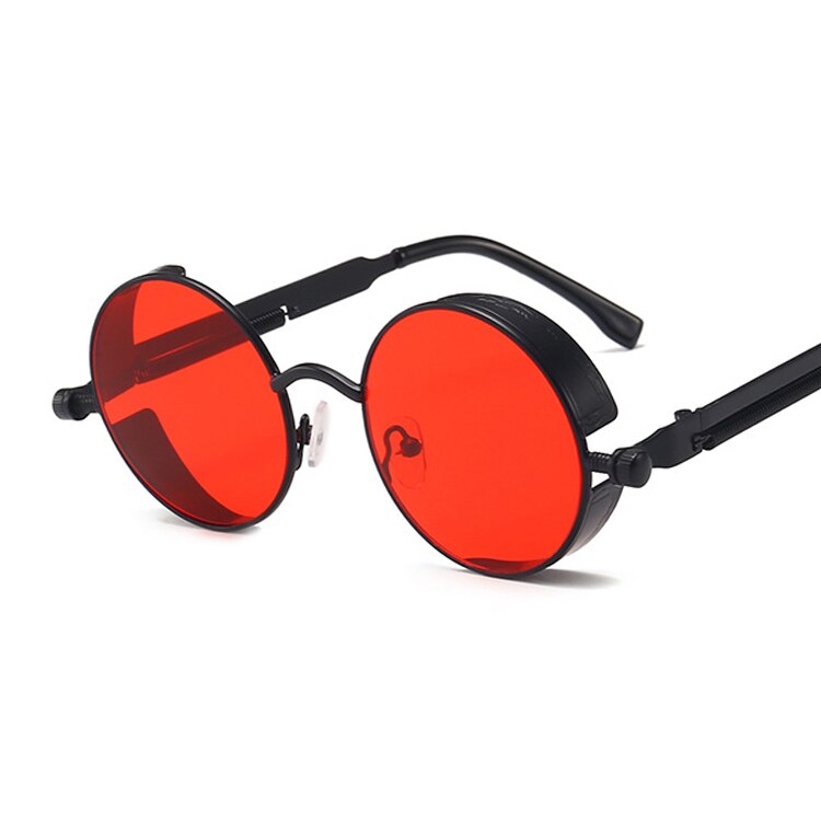 Classic Gothic Steampunk Style Round Sunglasses Men Women Brand Designer Retro Round Metal Frame Colorful Lens Sun Glasses