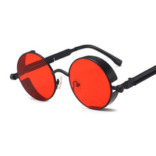 Carica l&#39;immagine nel visualizzatore di Gallery, Occhiali da sole rotondi classici stile gotico Steampunk Uomo Donna Occhiali da sole con lenti colorate con montatura in metallo retrò rotondo di marca