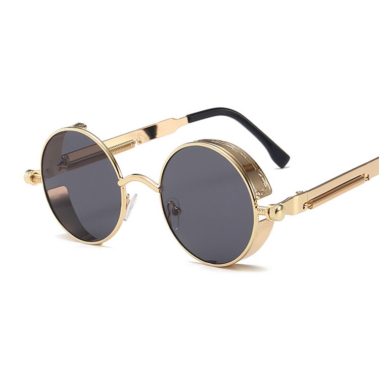 Classic Gothic Steampunk Style Round Sunglasses Men Women Brand Designer Retro Round Metal Frame Colorful Lens Sun Glasses