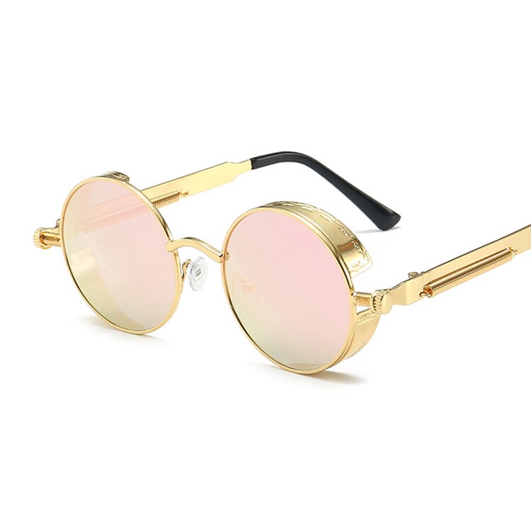 Classic Gothic Steampunk Style Round Sunglasses Men Women Brand Designer Retro Round Metal Frame Colorful Lens Sun Glasses