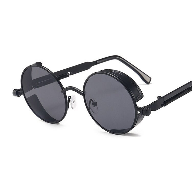 Classic Gothic Steampunk Style Round Sunglasses Men Women Brand Designer Retro Round Metal Frame Colorful Lens Sun Glasses