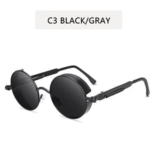 Load image into Gallery viewer, Classic Gothic Steampunk Style Round  Sunglasses  Men Women Brand Designer Retro Round Metal Frame Colorful Lens Sun Glasses