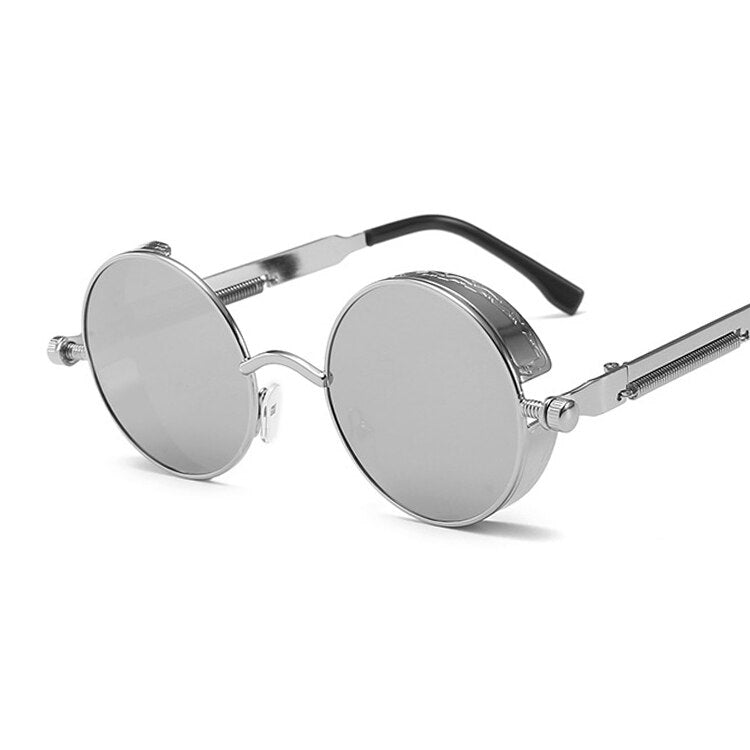 Classic Gothic Steampunk Style Round Sunglasses Men Women Brand Designer Retro Round Metal Frame Colorful Lens Sun Glasses