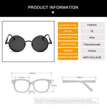 Load image into Gallery viewer, Classic Gothic Steampunk Sunglasses Brand Design Men Women Vintage Metal Punk Round Sun glasses UV400 Shades