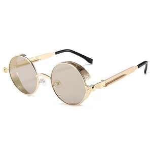 Classic Gothic Steampunk Sunglasses  Brand Designer High Quality Men and Women Retro Round Metal Frame Sunglasses UV400