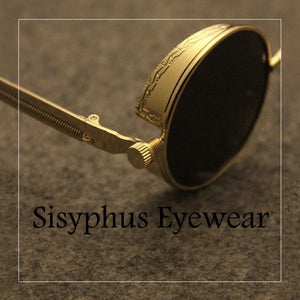 Classic Gothic Steampunk Sunglasses  Brand Designer High Quality Men and Women Retro Round Metal Frame Sunglasses UV400