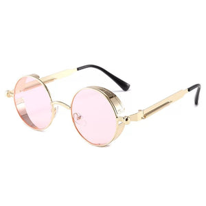 Classic Gothic Steampunk Sunglasses  Brand Designer High Quality Men and Women Retro Round Metal Frame Sunglasses UV400