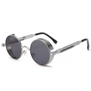 Classic Gothic Steampunk Sunglasses  Brand Designer  Men and Women Retro Round Metal Frame Sunglasses UV400