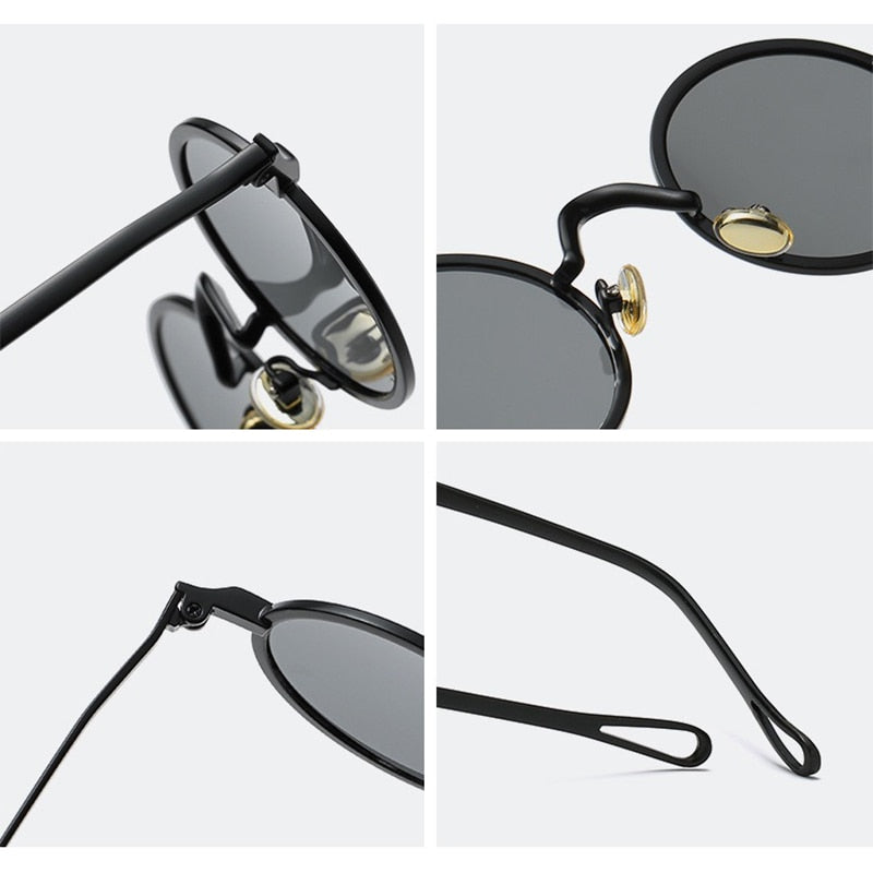 Classic Gothic Steampunk Sunglasses Men Women  Brand Designer Vintage Round Frame Anti-uv400 Male Mirror Sunglasses oakley