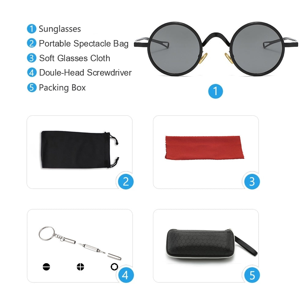 Classic Gothic Steampunk Sunglasses Men Women  Brand Designer Vintage Round Frame Anti-uv400 Male Mirror Sunglasses oakley