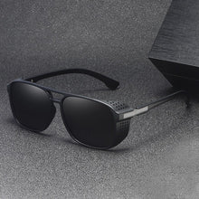 Load image into Gallery viewer, Classic Hollow Wrap Oval Steampunk Sunglasses Men Polarized Party Black Eyewear Shades Brand Design Sun Glasses For Male