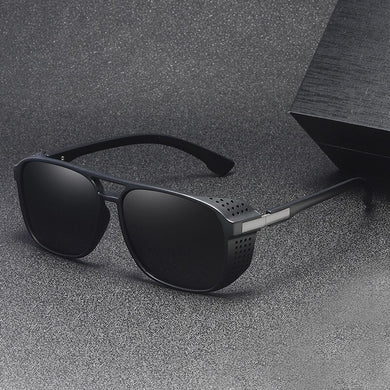 Classic Hollow Wrap Oval Steampunk Sunglasses Men Polarized Party Black Eyewear Shades Brand Design Sun Glasses For Male
