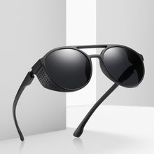 Load image into Gallery viewer, Classic Hollow Wrap Oval Steampunk Sunglasses Men Polarized Party Black Eyewear Shades Brand Design Sun Glasses For Male