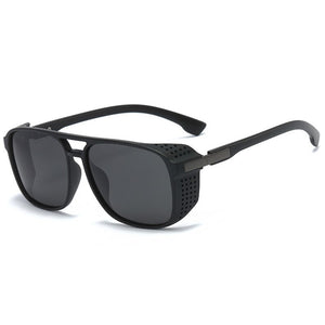 Classic Hollow Wrap Oval Steampunk Sunglasses Men Polarized Party Black Eyewear Shades Brand Design Sun Glasses For Male