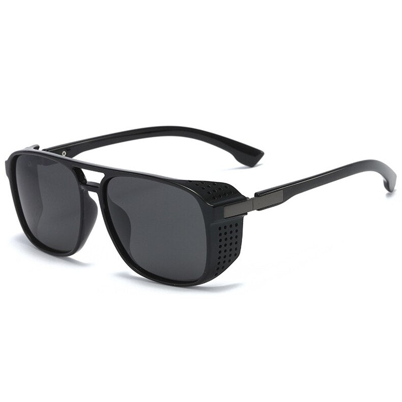 Classic Hollow Wrap Oval Steampunk Sunglasses Men Polarized Party Black Eyewear Shades Brand Design Sun Glasses For Male