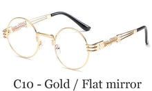 Load image into Gallery viewer, Classic Men Women Brand Designer Retro Round Metal Frame Colorful Lens Sun Glasses Gothic Steampunk Style Round Sunglasses UV400