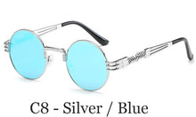Load image into Gallery viewer, Classic Men Women Brand Designer Retro Round Metal Frame Colorful Lens Sun Glasses Gothic Steampunk Style Round Sunglasses UV400