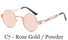 Load image into Gallery viewer, Classic Men Women Brand Designer Retro Round Metal Frame Colorful Lens Sun Glasses Gothic Steampunk Style Round Sunglasses UV400