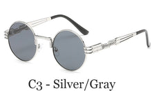 Load image into Gallery viewer, Classic Men Women Brand Designer Retro Round Metal Frame Colorful Lens Sun Glasses Gothic Steampunk Style Round Sunglasses UV400
