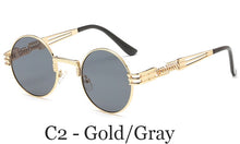 Load image into Gallery viewer, Classic Men Women Brand Designer Retro Round Metal Frame Colorful Lens Sun Glasses Gothic Steampunk Style Round Sunglasses UV400