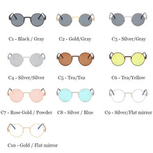 Load image into Gallery viewer, Classic Men Women Brand Designer Retro Round Metal Frame Colorful Lens Sun Glasses Gothic Steampunk Style Round Sunglasses UV400