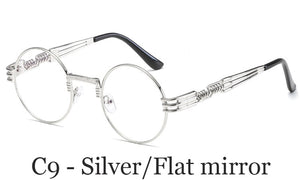 Classic Men Women Brand Designer Retro Round Metal Frame Colorful Lens Sun Glasses Gothic Steampunk Style Round Sunglasses UV400