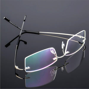 Classic Mens Titanium Rimless Glasses Frames , Spring Temple Myopia Optical Frame , Ultra-light Frameless Eyeglasses A858