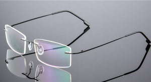 Classic Mens Titanium Rimless Glasses Frames , Spring Temple Myopia Optical Frame , Ultra-light Frameless Eyeglasses A858