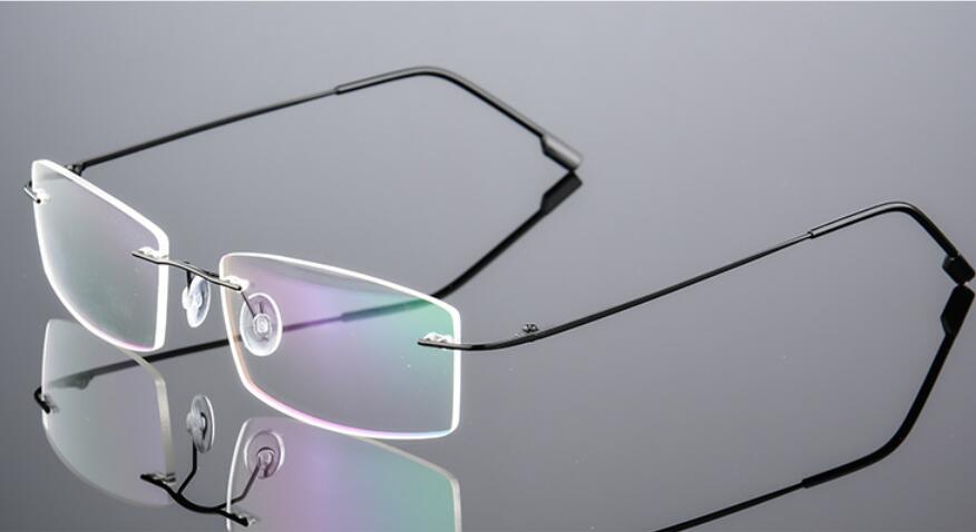 Classic Mens Titanium Rimless Glasses Frames , Spring Temple Myopia Optical Frame , Ultra-light Frameless Eyeglasses A858