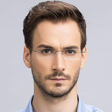 Load image into Gallery viewer, Classic Mens Titanium Rimless Glasses Frames , Spring Temple Myopia Optical Frame , Ultra-light Frameless Eyeglasses F858