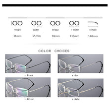 Load image into Gallery viewer, Classic Mens Titanium Rimless Glasses Frames , Spring Temple Myopia Optical Frame , Ultra-light Frameless Eyeglasses F858