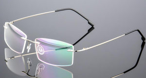 Classic Mens Titanium Rimless Glasses Frames , Spring Temple Myopia Optical Frame , Ultra-light Frameless Eyeglasses F858