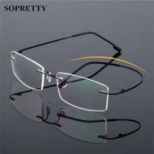 Load image into Gallery viewer, Classic Mens Titanium Rimless Glasses Frames , Spring Temple Myopia Optical Frame , Ultra-light Frameless Eyeglasses F858