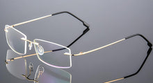 Load image into Gallery viewer, Classic Mens Titanium Rimless Glasses Frames , Spring Temple Myopia Optical Frame , Ultra-light Frameless Eyeglasses F858