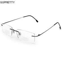 Load image into Gallery viewer, Classic Mens Titanium Rimless Glasses Frames , Spring Temple Myopia Optical Frame , Ultra-light Frameless Eyeglasses F858