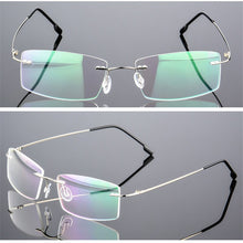 Load image into Gallery viewer, Classic Mens Titanium Rimless Glasses Frames , Spring Temple Myopia Optical Frame , Ultra-light Frameless Eyeglasses F858
